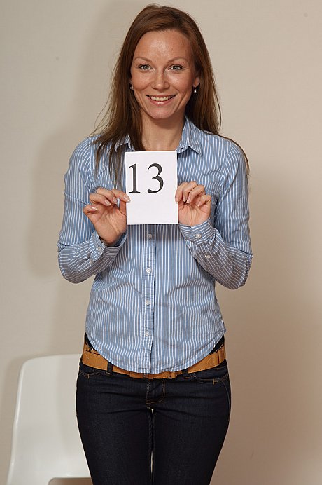 Amateur teen Allison takes off her shirt & jeans & poses naked at a casting - Image 1 of 20  in Pussy category   featuring Sylvie Sinner 