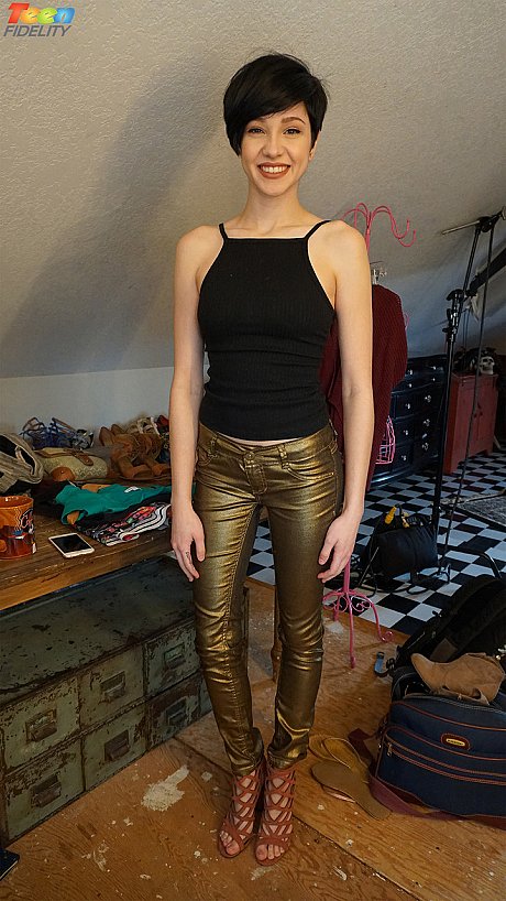 Short haired hot bitch girl broad Cadey Mercury unveils her tiny boobies in solo stirptease - Image 15 of 16  in Teen category   featuring Cadey Mercury 