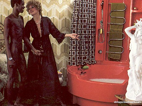 Curly-haired slut woman humps a skinny black stud big rod in a vintage scene - Image 3 of 13  in Big Cock category   featuring Bill The Bull, Louise Frevert 