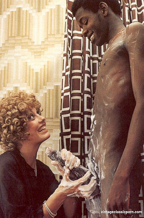Curly-haired slut woman humps a skinny black stud big rod in a vintage scene - Image 5 of 13  in Big Cock category   featuring Bill The Bull, Louise Frevert 