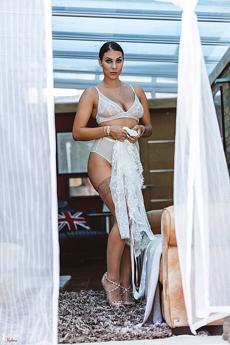 British solo model Roxy Mendez takes off her underwear while wearing pantyhose - Image 2 of 12  in Model category   featuring Roxy Mendez 