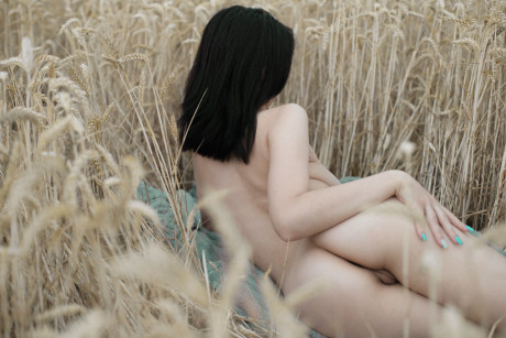 Breathtaking amateur babe Lyalya massages her giant boobies in a wheat field - #727351