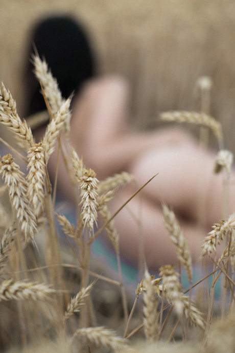 Breathtaking amateur babe Lyalya massages her giant boobies in a wheat field - #727352