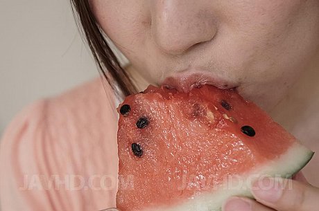 Japanese MILF Mirei Yokoyama eats watermelon before licking a rod - Image 8 of 15  in Ass category   featuring Mirei Yokoyama 