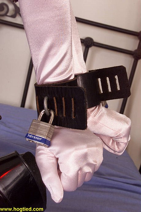 Undressed brunette Jewell Marceau struggles in rope bondage on her bed - Image 5 of 21  in MILF category   featuring Jewell Marceau 