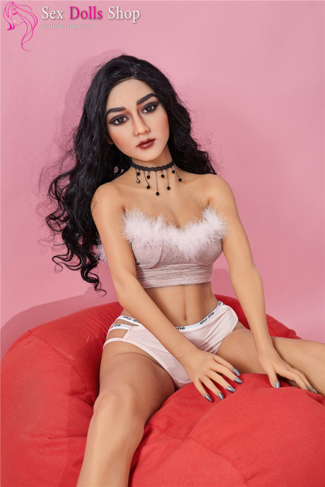 Dark-haired sex doll Ella posing naked and in her white undergarment - #980205