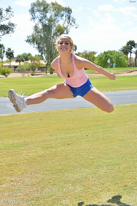 Amateur yellow-haired athlete Kenna does exercise in her lovely sportswear - Image 7 of 19  in Outdoor category   featuring Aspen Rose 