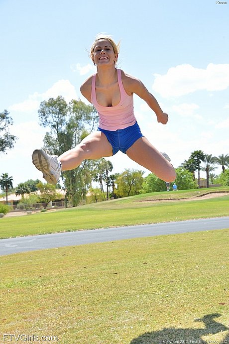 Amateur yellow-haired athlete Kenna does exercise in her lovely sportswear - Image 8 of 19  in Outdoor category   featuring Aspen Rose 