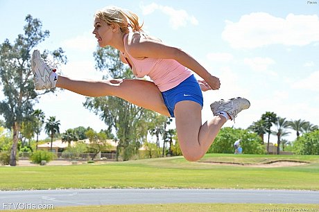 Amateur yellow-haired athlete Kenna does exercise in her lovely sportswear - Image 9 of 19  in Outdoor category   featuring Aspen Rose 