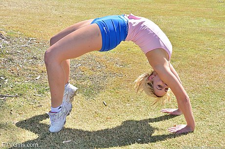 Amateur yellow-haired athlete Kenna does exercise in her lovely sportswear - Image 13 of 19  in Outdoor category   featuring Aspen Rose 