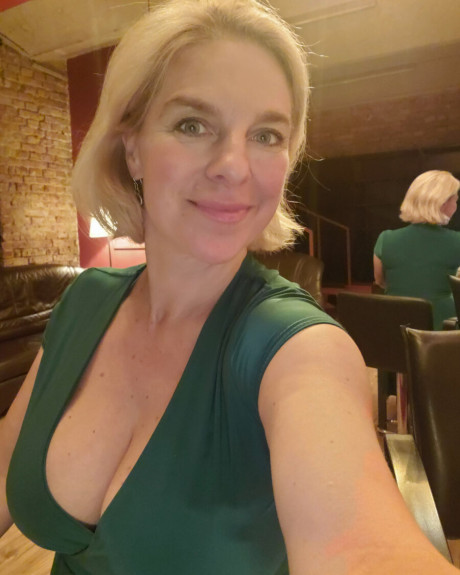 Pretty blonde grandma flaunts her incredible cleavage in hot outfits - #734088