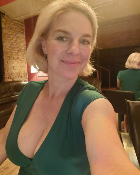 Pretty blonde grandma flaunts her incredible cleavage in hot outfits - #734090
