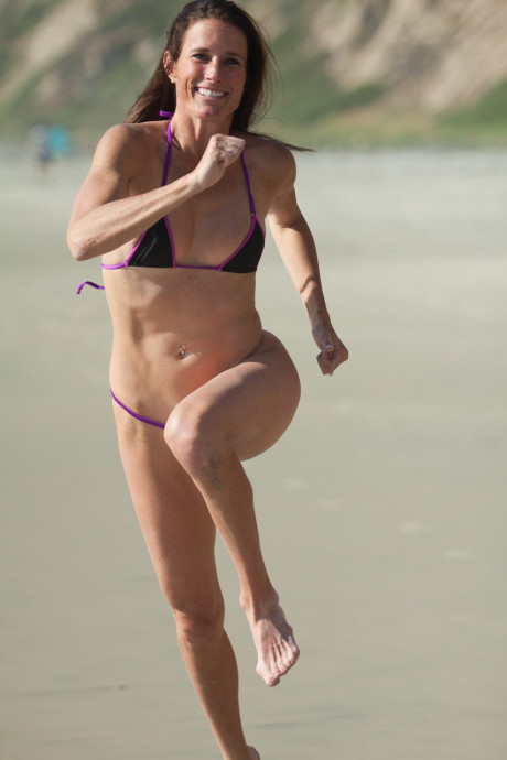 Lovely all-natural old Sofie Marie runs on the beach in a very skimpy bikini - #1341010