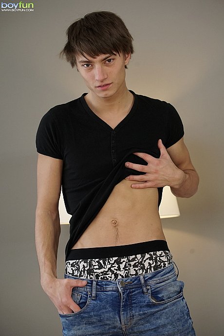 Petite brunette undoes his jeans to reveal his massive large schlong