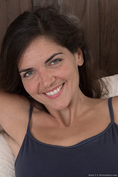 Appealing brunette Katie Z flaunts her bushy armpits & tugs her snatch fur - Image 6 of 18  in Amateur category   featuring Katie Z 