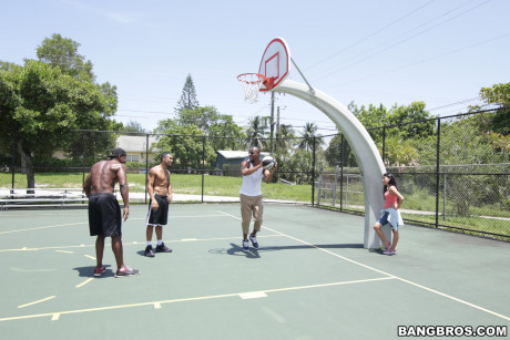 Skinny teen Michelle Martinez enjoys a wild debauchery with black basketballers - #1530542