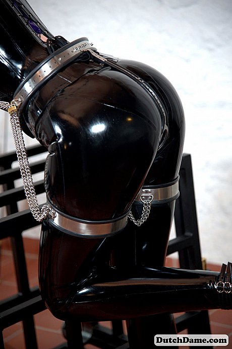 Fully clothed females ready for bondage games in latex attire and heels - Image 8 of 16  in Lesbian category   featuring Anna Rose 