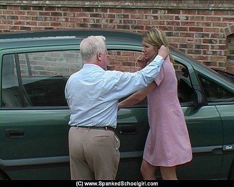 Misbehaving student has her unprotected booty spanked by an older Headmaster - Image 2 of 16  in Close Up category  