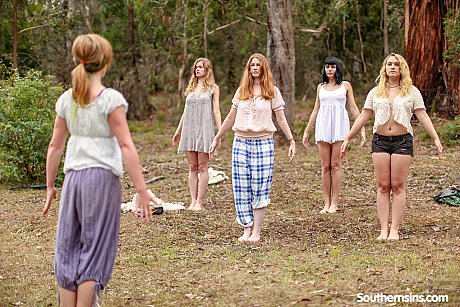 Pretty Australian ladies practicing yoga in their hot outfits in nature - Image 4 of 20  in Outdoor category   featuring Chloe B, Jane, Kim Cums, Laney, Marina Lee