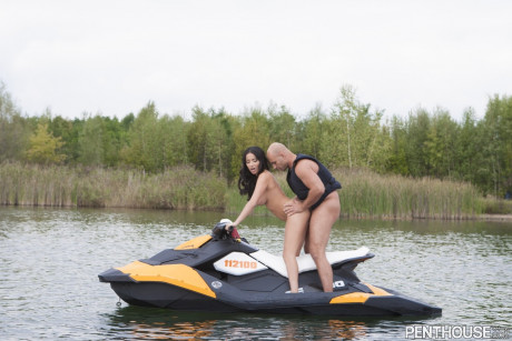 French goddess Anissa Kate getting demolished on a water scooter - #808747