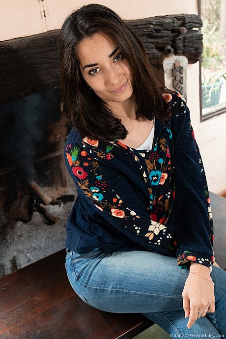 Beautiful brunette in denim Tiffany strips to show her irresistibly silky pussy - Image 1 of 20  in Teen category   featuring Tiffany 