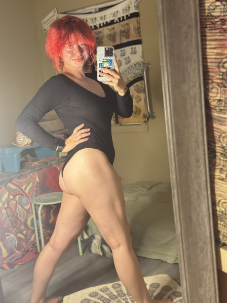 OnlyFans skank redhead Abby exposing her massive booty in the mirror - #1463965