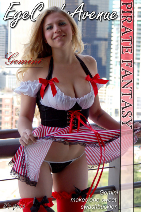 Young teen amateur Gemini looses her large natural breasts from a serving wench uniform - #349681