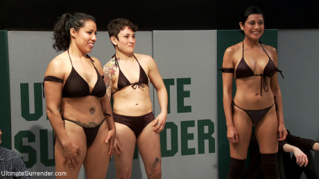 Curvaceous sporty lesbians strip and fuck during a wrestling match - #558170