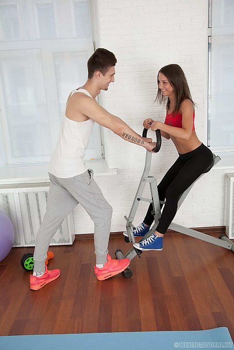 Athletic teen wears a jizz facial after sex with her personal trainer - Image 1 of 15  in Teen category   featuring Foxy Di 