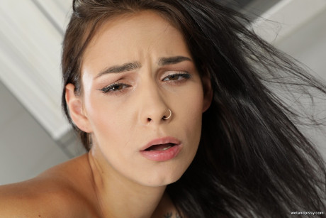 Brunette babe Alexa Throat takes a piss while masturbating in a hot solo - #1350621