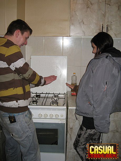 Teen couple engage in a hard couples fuck in the kitchen - Image 1 of 16  in Teen category   featuring Margarita Salazar 