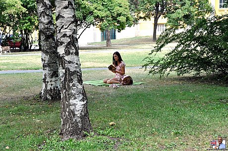 Beautiful amateur brunette Sandra X gives older pervert Jim Slip a blowjob - Image 1 of 20  in Teen category   featuring Eva Strauss 