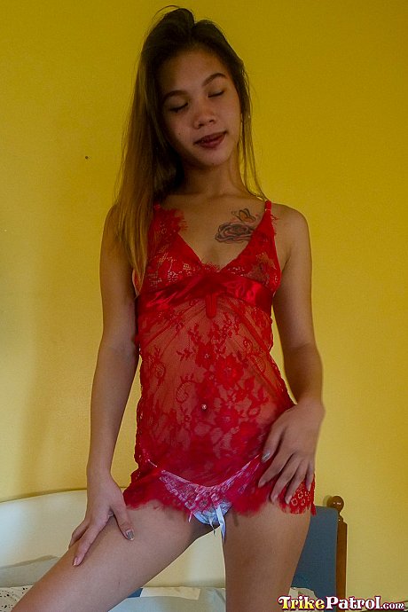 Amateur asian babe Maria Kelly doffs her red negligee and poses undressed - Image 8 of 21  in Amateur category   featuring Maria Kelly 