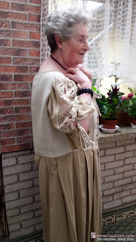 Short-haired old lady Pitschka undressing and showing her saggy melons - Image 1 of 20  in Amateur category   featuring Pitschka 