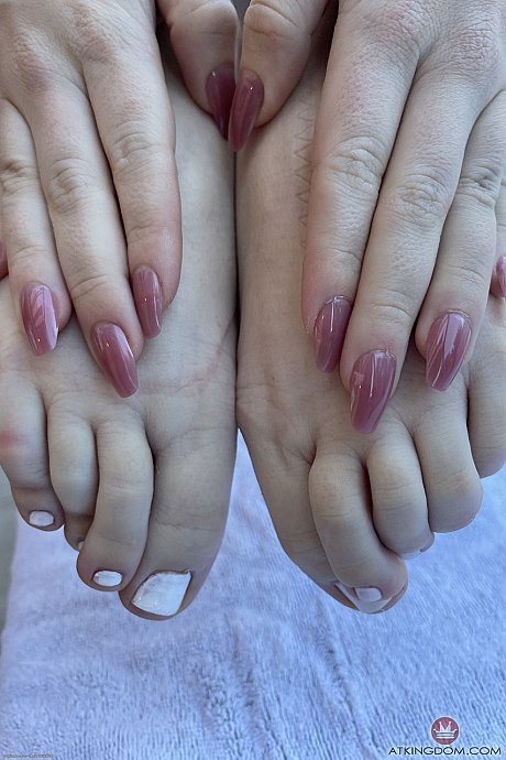 Kinky slim young Maria Kazi presents her shaved love holes on a terrace - Image 5 of 21  in Pussy category   featuring Maria Kazi 