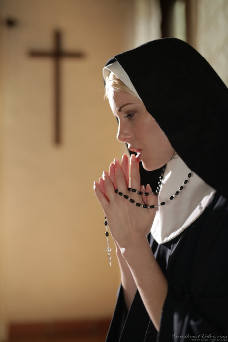 Fresh teen nun goes bare-breasted and sticks hr tongue out to a priest to atone her sins