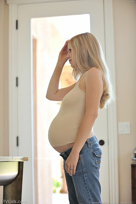 Pregnant yellow-haired teen Leah reveals her saggy breasts and milks her enormous nipple - Image 2 of 20  in Model category   featuring Laya Leighton 