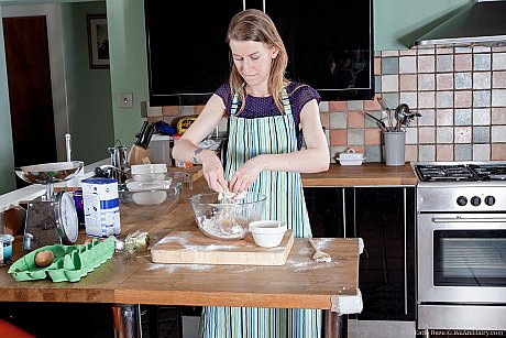 Horny housewife Katie Daze rubs flour and eggs all over her silky twat - Image 1 of 19  in Babe category   featuring Katie Daze 