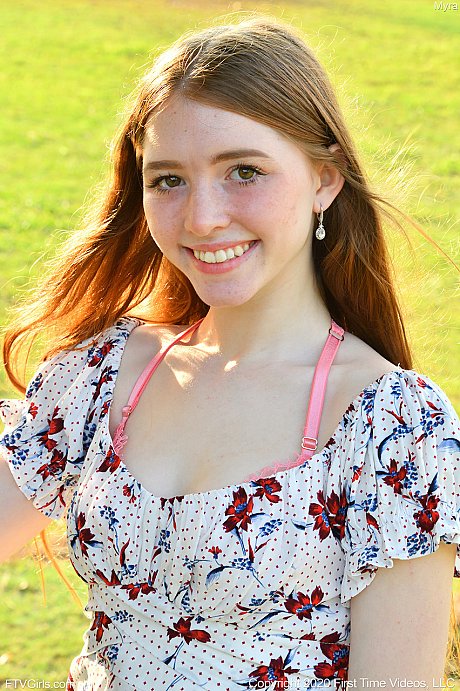 Glamorous teen Myra peels off her beautiful summer dress to pose undressed outdoors - Image 5 of 20  in Outdoor category   featuring Myra 