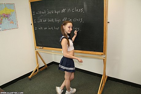 Little teen giving her tall blonde teacher a great handjob in the classroom - Image 1 of 20  in Schoolgirl category   featuring Brandi, Adam Sharps 