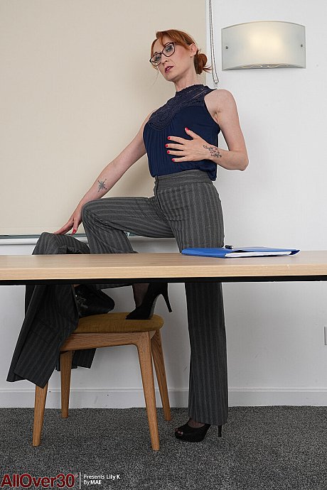 Over 30 redhead Lily K gets nude at work in leggings and heels - Image 3 of 15  in Tiny Tits category   featuring Lily K 