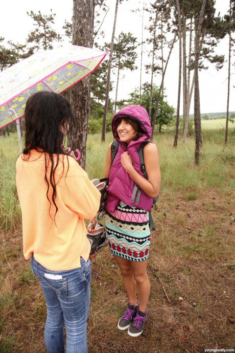Wonderful amateur teens Suzy Rainbow & Daphne toy each other on a rainy day - #325614
