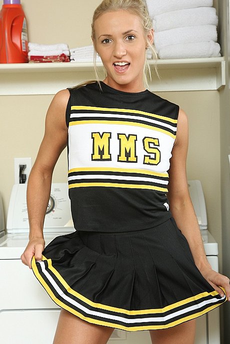 Cheerleader Addison Cain strips and poses undressed while doing exercises - Image 4 of 21  in Pussy category   featuring Addison Cain 