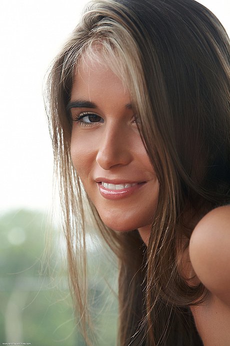 Pretty young Nessa exposes her amazing fakes and yummy pussy in a solo - Image 4 of 20  in Model category   featuring Nessa Devil 