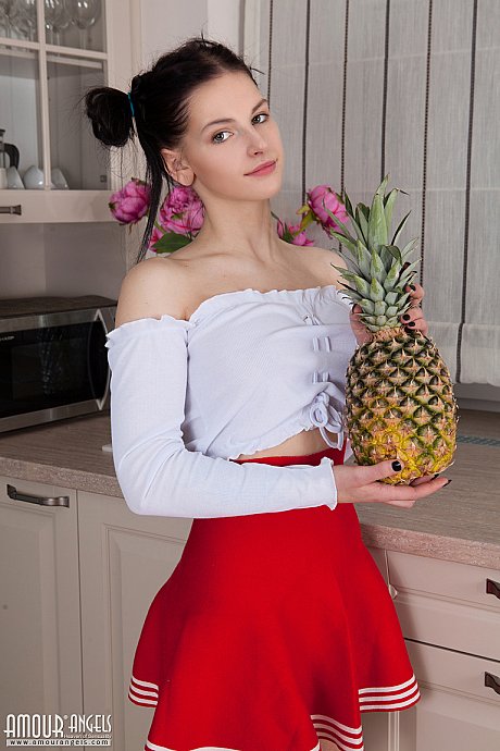 Teenie first timer Vienna showcases her bald twat with her hair in puff balls - Image 2 of 20  in Dildo category   featuring Patricija 