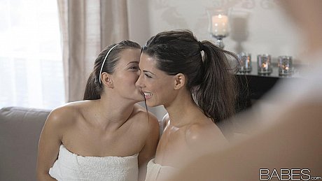 Two stunning playgirls enjoy pleasuring a meaty boner in a fling - Image 2 of 14  in FFM category   featuring Alexa Tomas, Cindy Loarn 