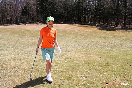 Japanese golfer Nana Kunimi flashes no panty upskirt while lining up a putt - Image 5 of 15  in Close Up category   featuring Nana Kunimi 