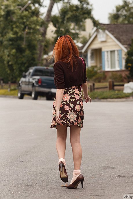 Shameless ginger head Penelope Lynn flashing her juicy titties and undies in public - Image 1 of 12  in Pussy category   featuring Penelope Lynn 