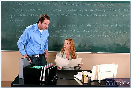 Redheaded teacher Janet Mason seduces a man and gets pounded at school - Image 6 of 20  in Big Cock category   featuring Will Powers, Janet Mason 
