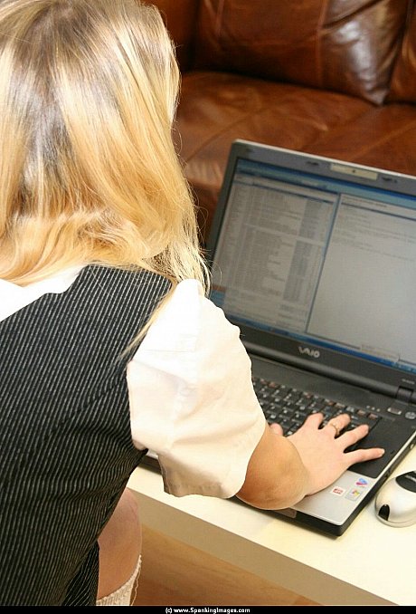 Blondie student has her bare ass spanked after being caught doing bad things - Image 2 of 12  in Teen category  